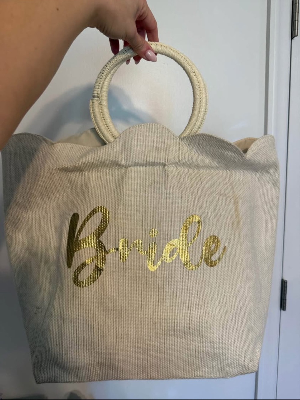 Bride Canvas Tote Bag with Gold Script